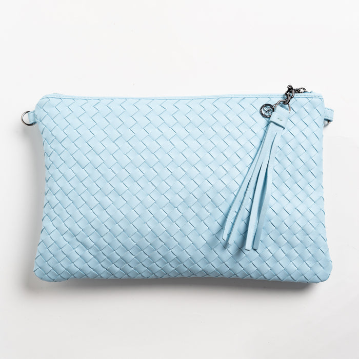 Women Intrecciato Nappa Leather Pouch in Celeste
