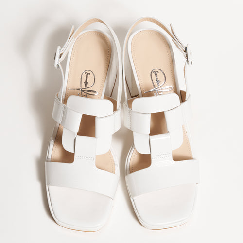 Women Nappa Leather Platform Open Toe Sandals in Bianco