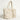 Sophia Maxi Intreccio Optical Zippered Bag in Nappa Taupe and Bianco