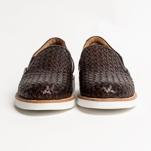 Men Slip On Leather Shoes in Giotto Marrone and Cuoio