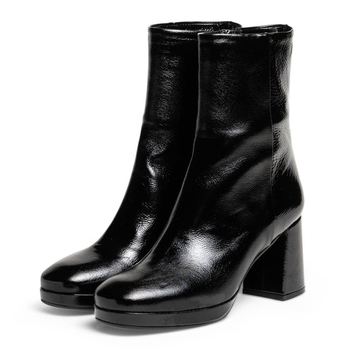 Women Booties in Black Patent Leather