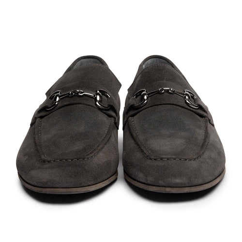Men's Horsebit Loafers in Grey Suede - Jennifer Tattanelli