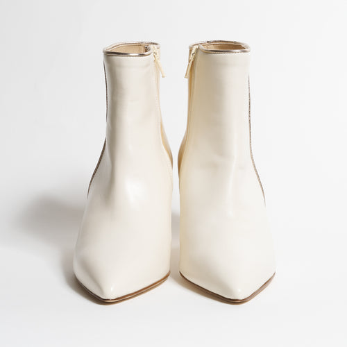 Women Nappa Leather Booties with Museum Heel in Avorio