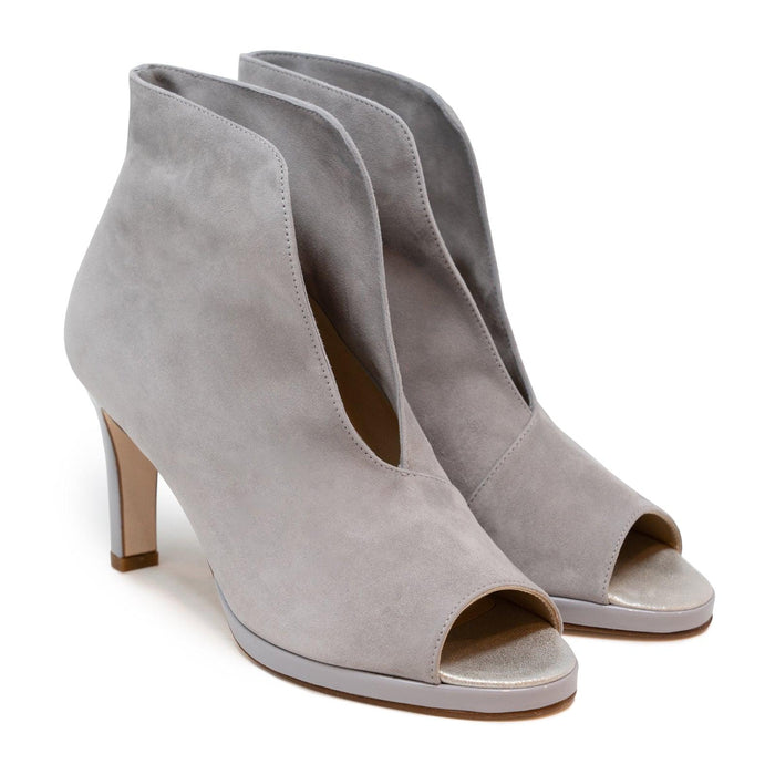 Women Open Toe Platform Ankle Booties in Suede Alabastro