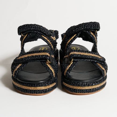 Women's Rete Platform Sandals with Straps in Nero