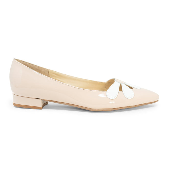 Women Pointed Ballet Flats with Flower in Cipria - Jennifer Tattanelli