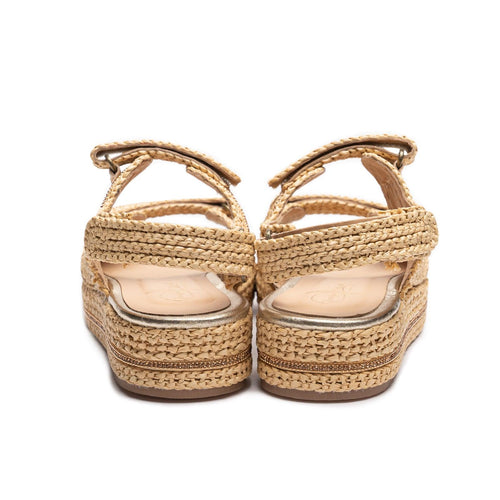 Women's Rete Platform Sandals with Straps in Beige - Jennifer Tattanelli