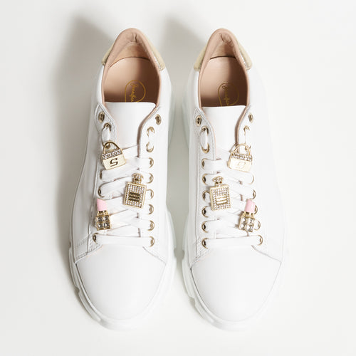 Women's High Sole Nappa Leather Sneakers With Jewels