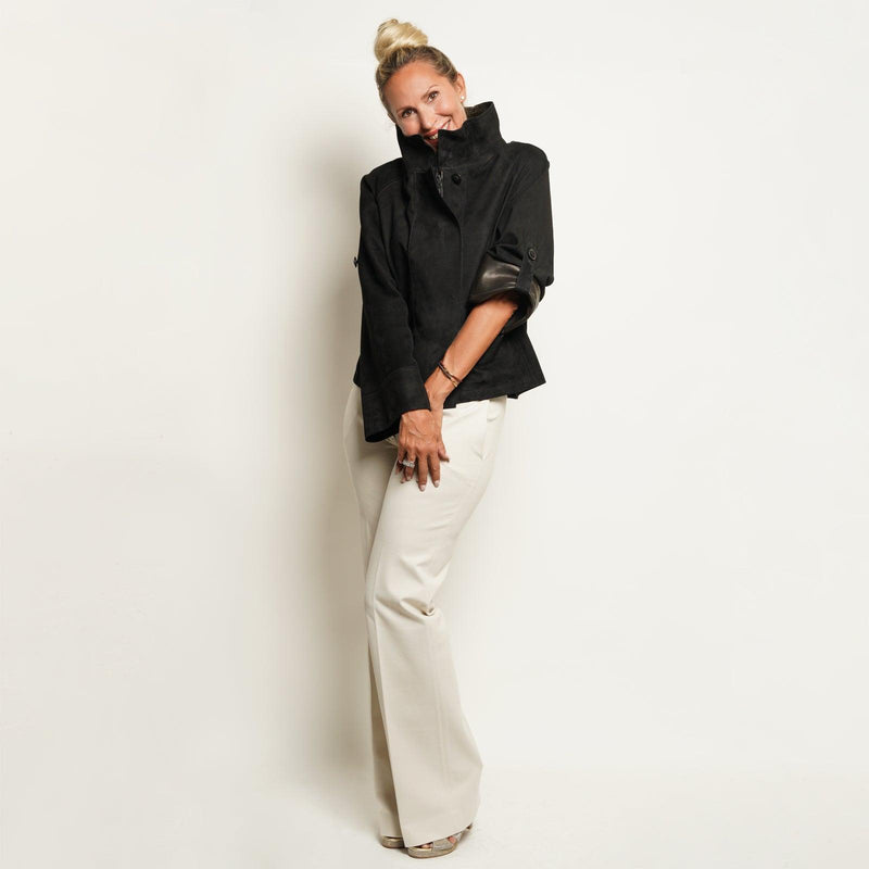 Reversible Pieno Fiore Leather Jacket in Black