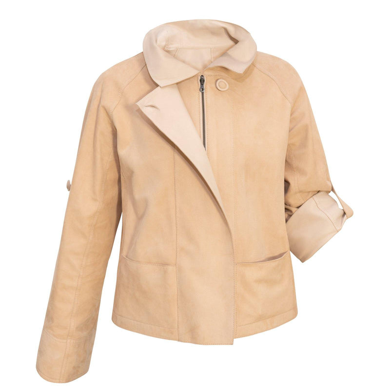 Reversible Pieno Fiore Leather Jacket in Nude
