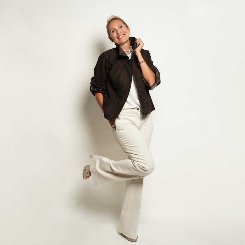 Reversible Pieno Fiore Leather Jacket in Dark Brown