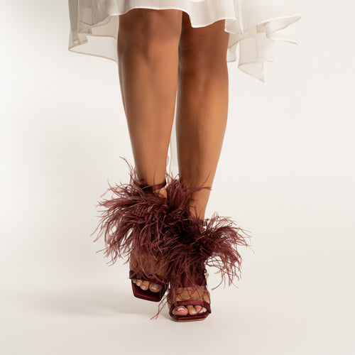 Women's Burgundy Silk Leather Sandals