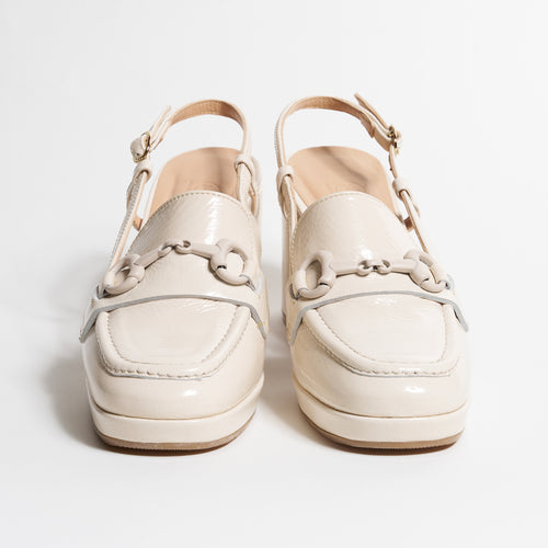 bremse specielt hane Women Patent Leather Slingback Loafer with Block Heel in White Milk –  Jennifer Tattanelli