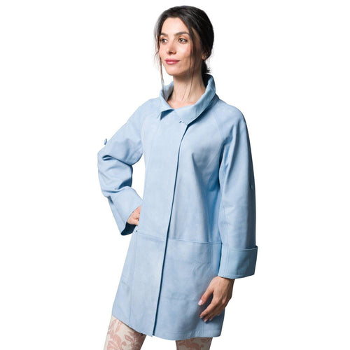 ALBA Reversible Leather Jacket in Light Blue - Jennifer Tattanelli