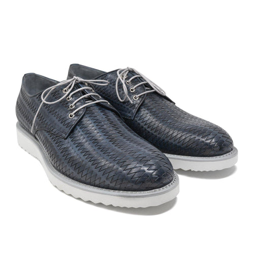 Intrecciato Men's Lace Up Shoes in Blue - Jennifer Tattanelli