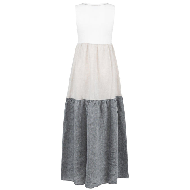 Women's Long Linen Sleeveless Dress in Grey - Jennifer Tattanelli