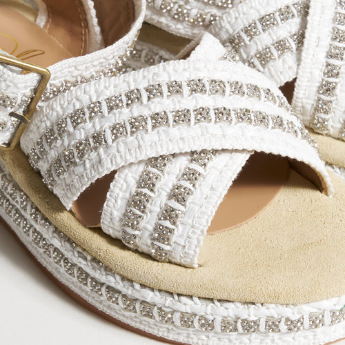 Women's Suede Platform Sandals with Nastro Florence in Bianco
