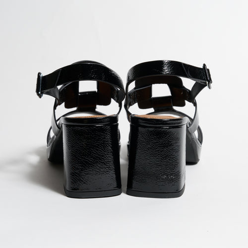 Women Nappa Leather Platform Open Toe Sandals in Nero