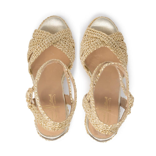 Women Platform Wedge Sandals in Platinum - Jennifer Tattanelli