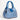 Women's Blue and Pealed Nude Nappa Perlata Leather Lucia Bag Intreccio Quadro