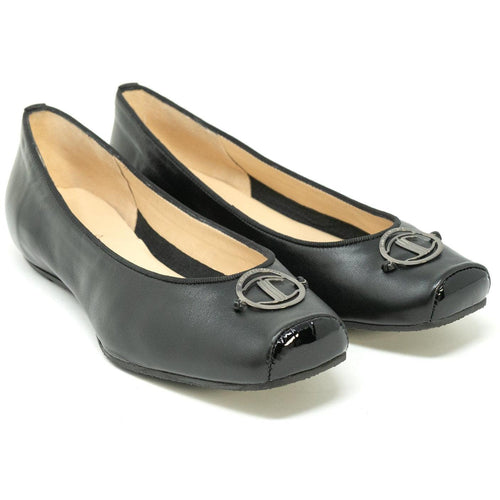 Women Ballerina Shoes with hidden heel in Black - Jennifer Tattanelli