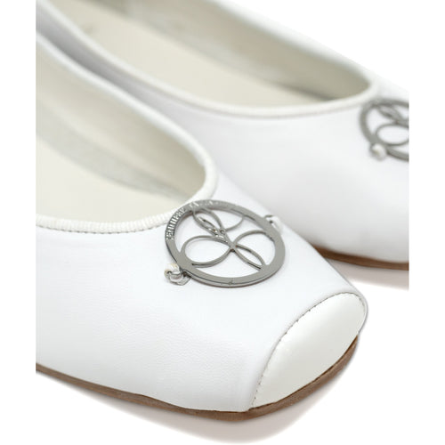 Women Ballerina Shoes with hidden heel in White - Jennifer Tattanelli