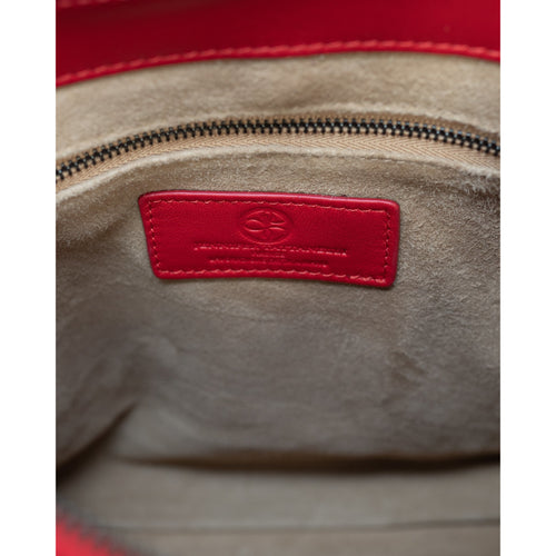 Women's Leather Crossbody Bag in Nappa Red Intreccio Optical - Jennifer Tattanelli